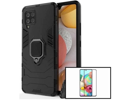 Kit Funda y Protector de Cristal Templado Samsung Galaxy A42 5G Full Cover Negro