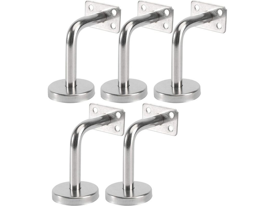 Juego De 5 Soportes De Acero Inoxidable Para Pasamanos De Pared Para Escaleras Interiores/exteriores, Madera, Metal, 6x8x5cm