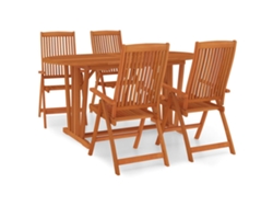 Conjunto 5 de comedor para jardín VIDAXL madera maciza de eucalipto