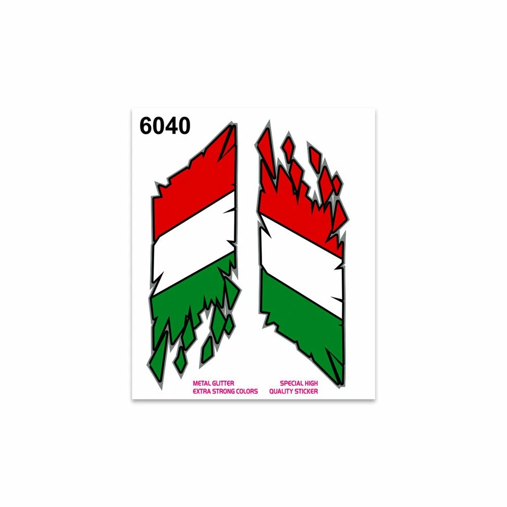 Pegatinas de la bandera italiana rasgada 10 x 12 cm