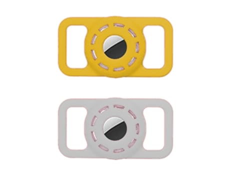 Soporte para collar de perro compatible con AirTag, funda impermeable de silicona suave para Apple Air Tag Tracker, blanco amarillo ZMDECQNA