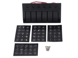 Panel De Interruptores Basculantes Led De 6 Vías 3x10a 3x15a Con Protección Para Barcos, Coches, Autocaravanas Y Autobuses 12v 24v