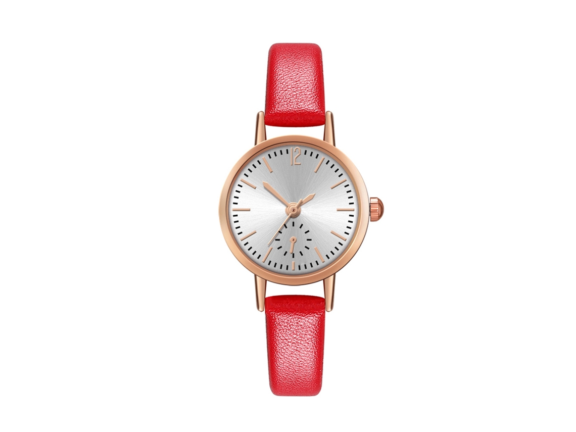 Reloj De Pulsera De Cuarzo De Moda Para Hombre/mujer Con Correa De Pu, Blanco/rojo
