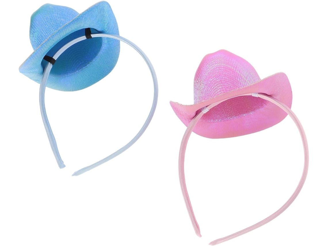 Nuobesty De 2 mini diademas con gorro, gorros iridiscentes, accesorios rosas y azules