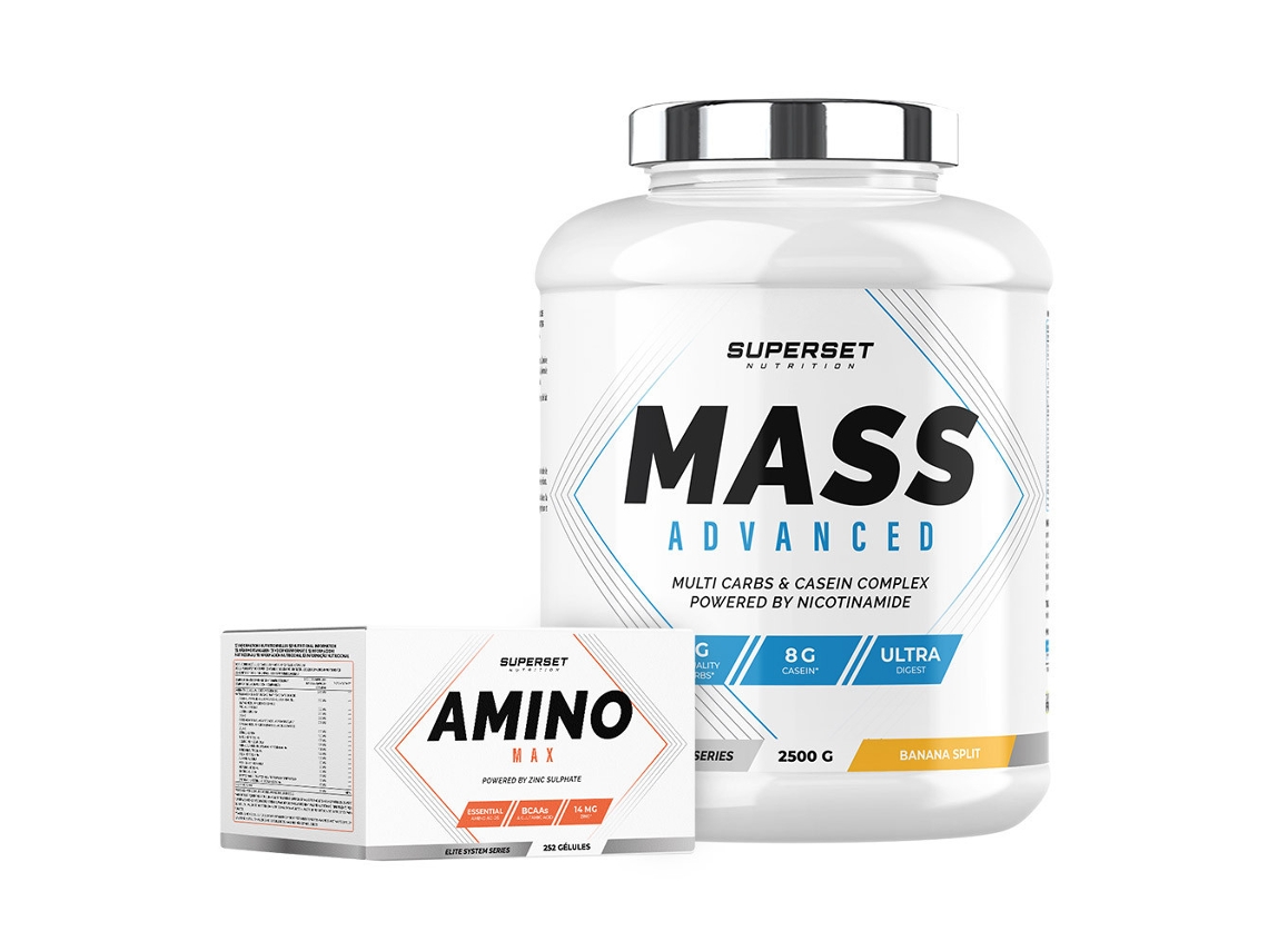 Programa de aumento de masa para principiantes: masa avanzada, 2,5 kg, Banana Split, Amino Max, Superset Nutrition