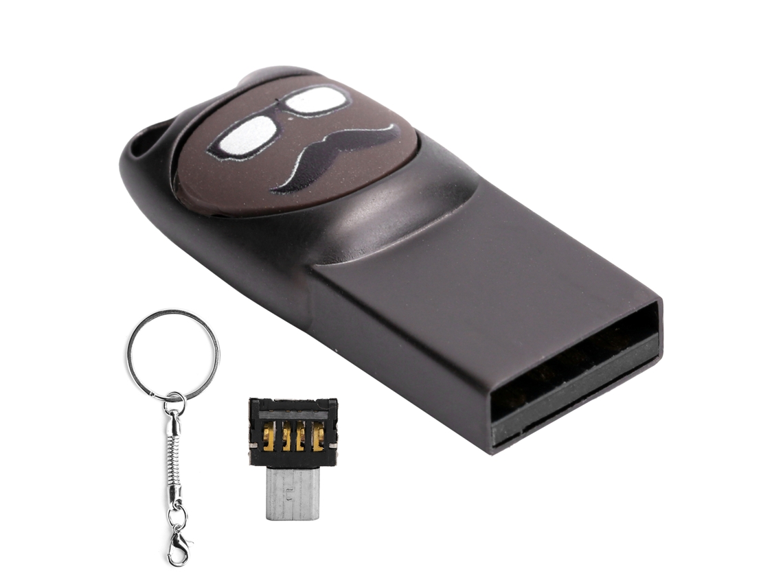 Pendrive Usb Con Dibujo De Bigote Cartoons Memoria 64gb Gris Almacenamiento De Datos Para Ordenador