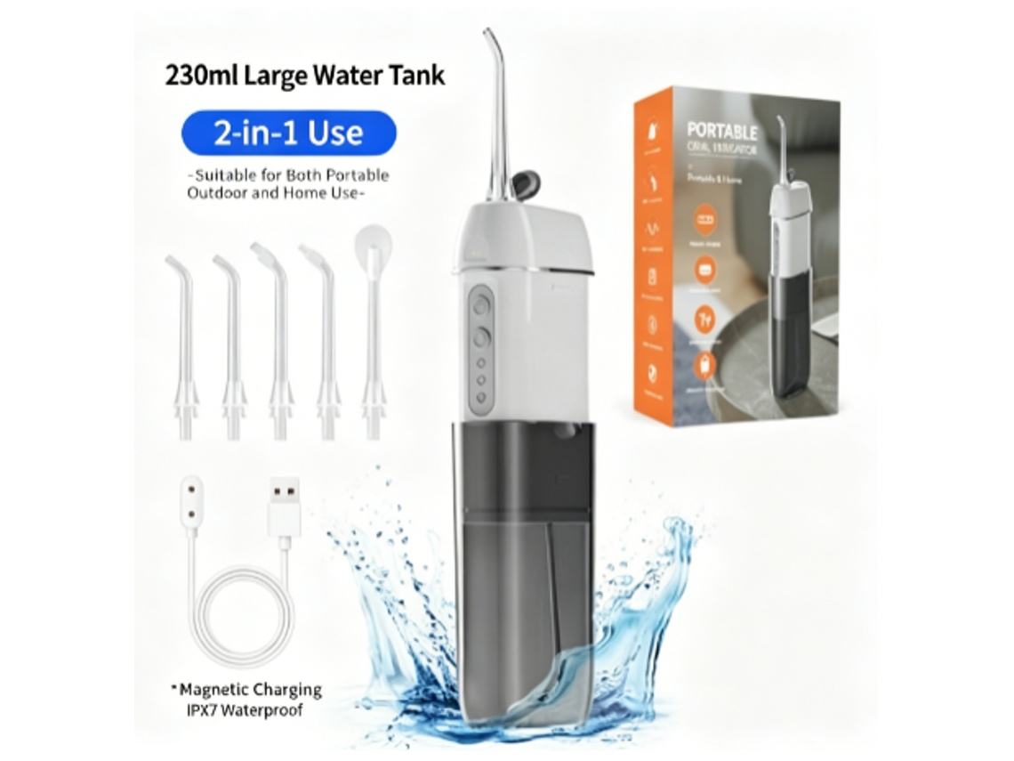Chorro Dental Portátil 4 Modos Pulso, Memoria Y Protección 3 Minutos Contra Sobrecalentamiento.