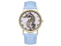 Reloj De Pulsera Analógico De Cuarzo Zhoulianfa Con Patrón De Caballo Marino Azul Claro Para Mujer Y Hombre