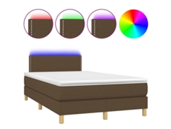 Maison Exclusive - Cama Box Spring Con Colchón Y Led Tela Marrón Oscuro 120x190 Cm