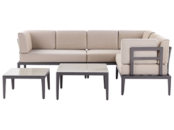 Conjunto de jardín de 6 plazas modular de aluminio gris y beige BELIANI Rima iii