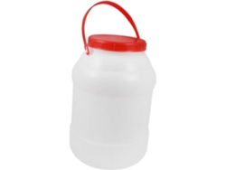 Cubo de plástico portátil con tapa para almacenar agua, ideal para acampar y para uso general.