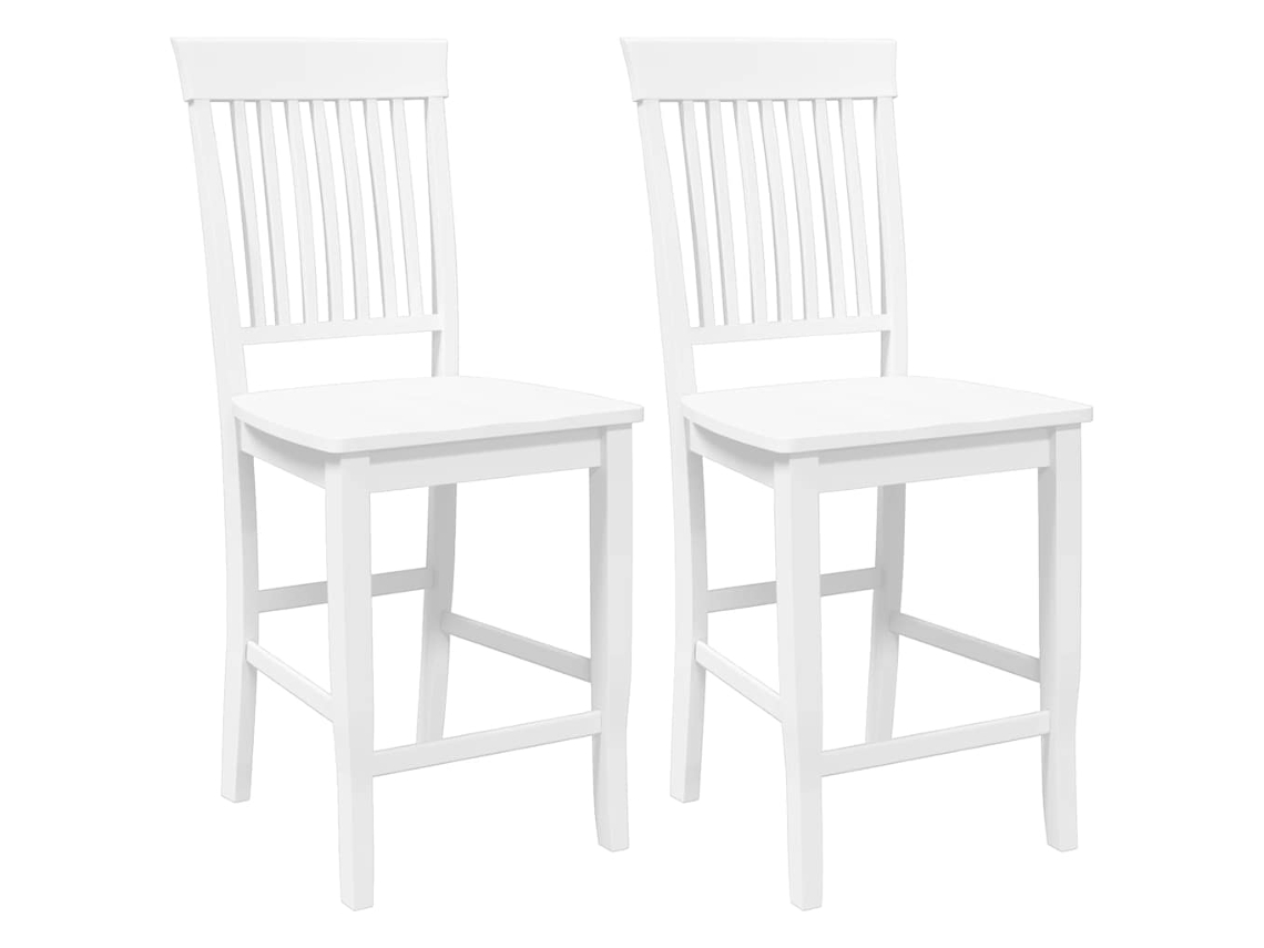 Maison Exclusive - Taburetes De Bar, 2 Unidades, Madera Maciza Blanca, Goma