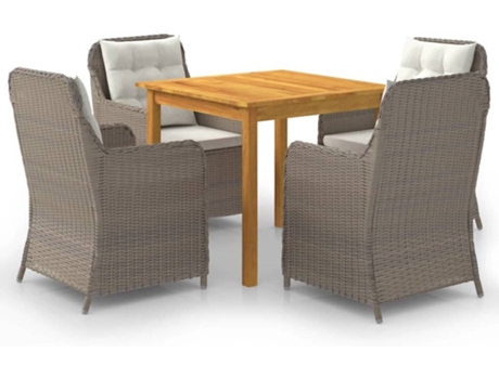 Conjunto 5 de comedor para jardín VIDAXL marrón