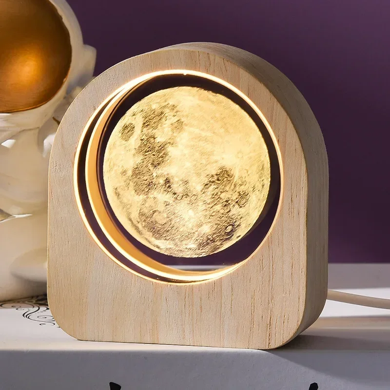 Adorno de mesa de cristal astronómico con grabado láser 3D del sistema solar MDUG (luna)