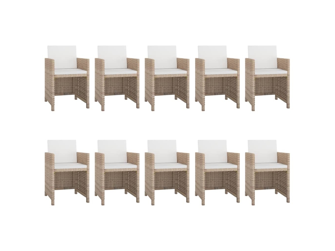 Juego de comedor de exterior de 11 piezas DKD Home Decor con cojines de mimbre beige