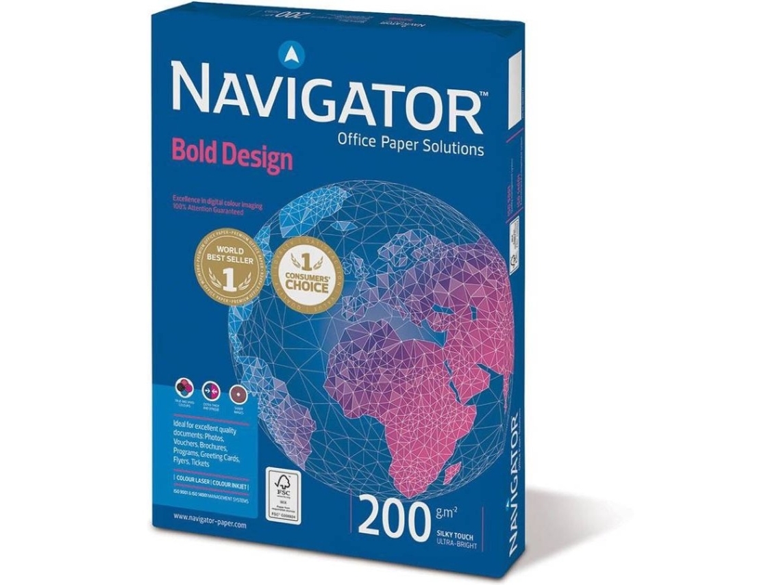 Papel de Impresión y Laser NAVIGATOR Multiusos Bold Design Blanco A4 (200 g/m²)