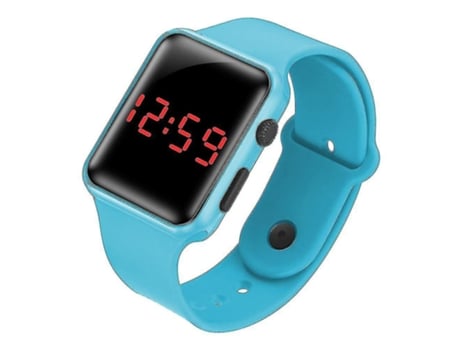 Smartwatch para Niños Deportivo Digital con Led em Silicona Azul claro