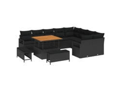 Maison Exclusive - Conjunto De Sofá De Jardín Con Cojín Con Almohada 12 Pcs Negro