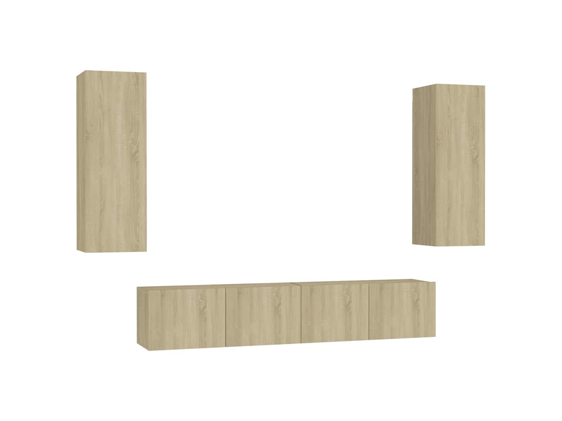Maison Exclusive - Set De Muebles Salón Tv 4 Pzas Madera Ingeniería Roble Sonoma
