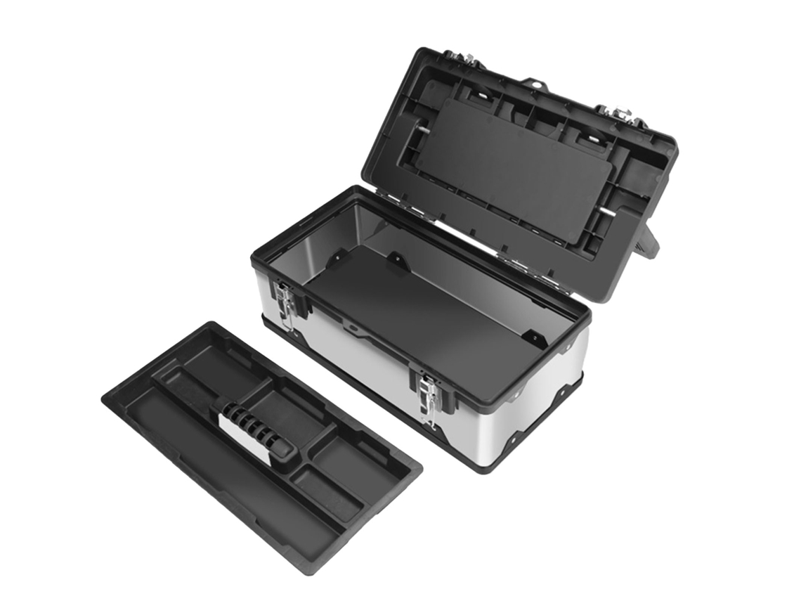Caja de herramientas de acero inoxidable resistente de 20 pulgadas (cerradura, manija antideslizante)