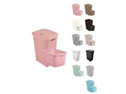 Cesto Ropa Sucia Pongotodo Con Tapa Y Asas | Cesta Colada Plástico Ratán | Cubo Ropa Sucia Ventilado | Baño Dormitorio | 38l/60l Rosa Set