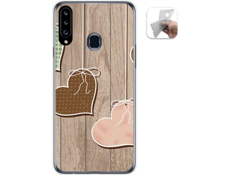 Carcasa Samsung Galaxy A20s TUMUNDOSMARTPHONE Corazones Madera Multicolor