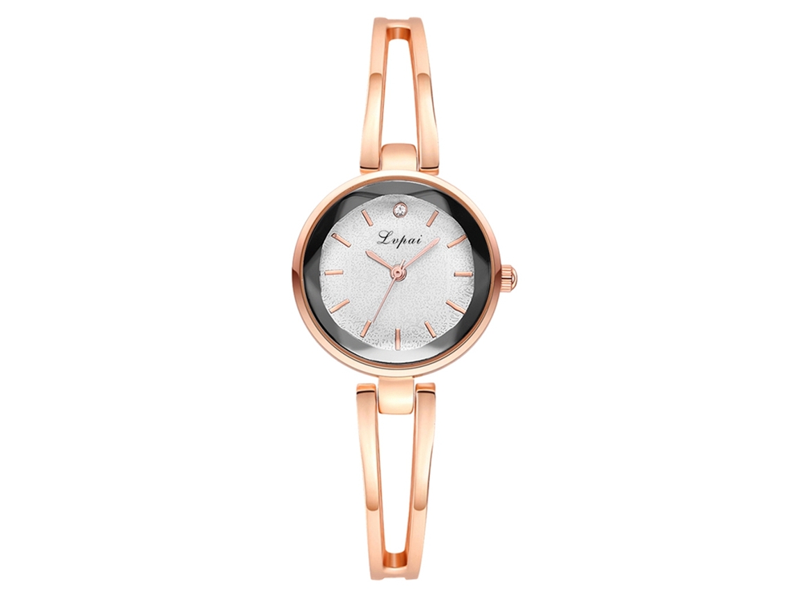Reloj De Pulsera Para Mujer Con Brazalete De Aleación En Oro Rosa Y Blanco, Elegante Movimiento De Cuarzo.