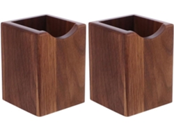 Juego De 2 Portalápices De Nogal Negro De 12 Cm, Organizador De Escritorio Versátil De Madera Natural.