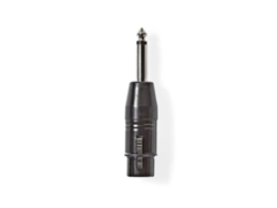 Adaptador XLR XLR hembra de 3 pines Macho de 6,35 mm Niquelado Recto Metales Negro 1 PC. Bolsa de plastico NEDIS