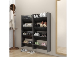 Zapatero Organizadores de Pared 4 Piezas 60X18X60Cm Contrachapado Gris Brillante
