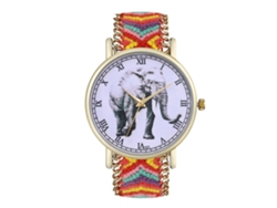 Reloj De Cuarzo Con Correa De Cordón Textil, Estampado De Elefante Tejido, Nuevo Estilo, Universal.