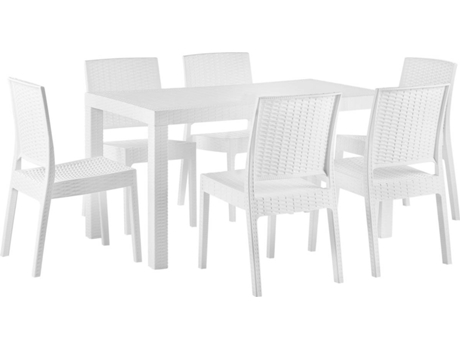Conjunto de jardín mesa y 6 sillas blanco BELIANI Fossano