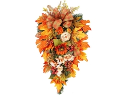 Guirnalda Decorativa De Cosecha De Otoño 50*33cm Con Hojas De Otoño Y Girasoles Artificiales Para Acceso, Ventana Y Festividades