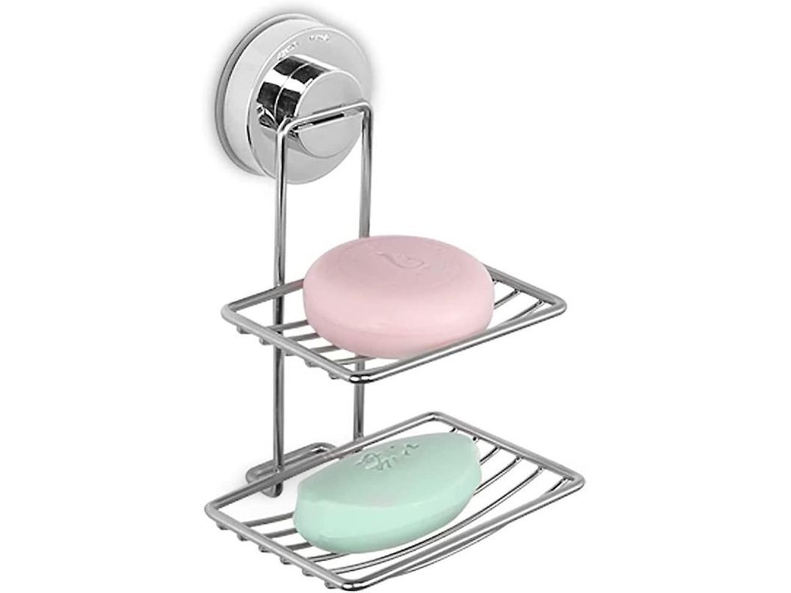 Porta Jabón Para Ducha Con Ventosa Acero Inoxidable Diseño De 2 Capas Antideslizante Baño Cocina