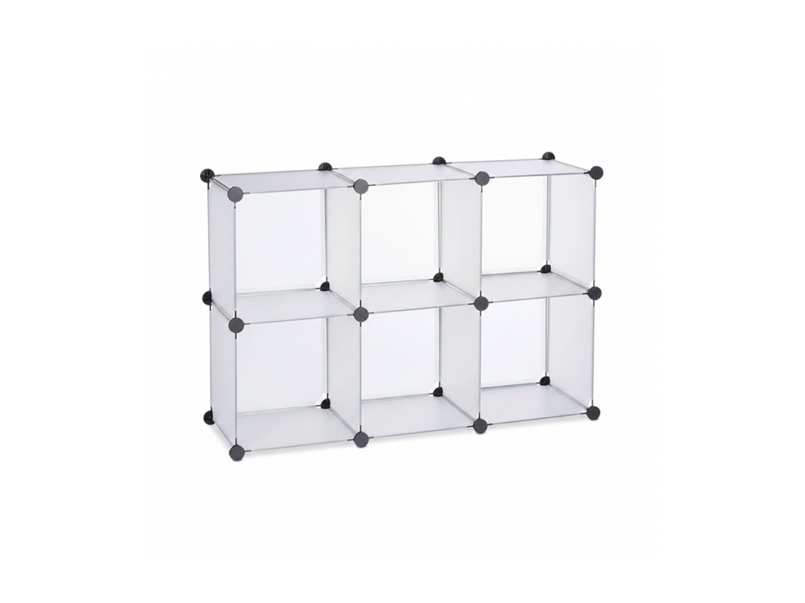 Relaxdays Estantería Modular Pequeña Con 6 Compartimentos, Plástico, Transparente, 65x96x32 Cm