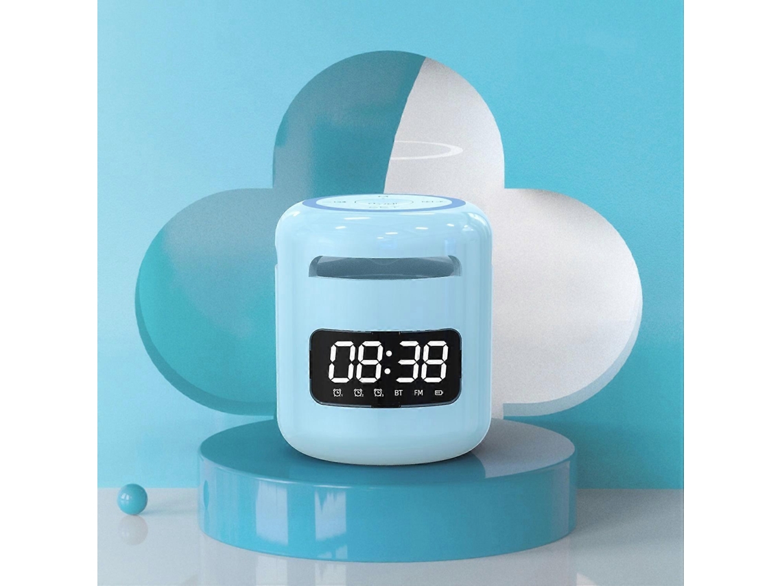 Altavoz Bluetooth Yunzii con reloj y subwoofer inalámbrico tipo C con 3 alarmas y sonido ambiental.