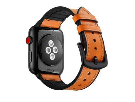 Pulsera Premium Siliconleather para Apple Watch Series 8 Aluminum 45Mm (Marrón / Negro)