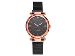 Reloj De Pulsera De Cuarzo Para Mujer Con Cierre Magnético Y Brazalete De Aleación (negro)