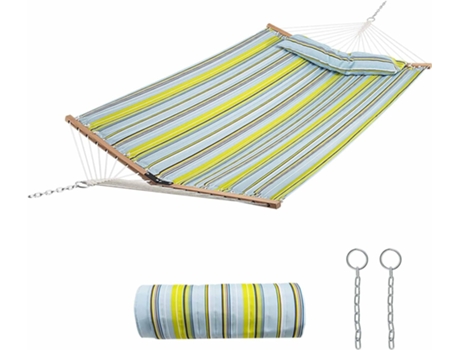 Hamaca Camping Portátil 320 x 140 cm, Cojín Desmontable, Carga de 120 kg, Hamaca Colgante, Bolsa de Transporte, Secado Rápido (Amarillo) COSTWAY