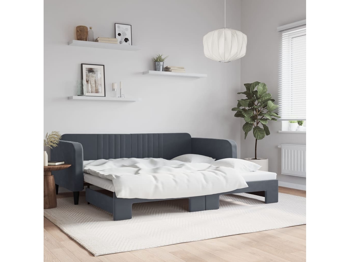 Sofá Cama Nido Terciopelo Gris Oscuro 100x200 Cm