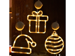 Luz decorativa navideña LED verde con ventosa para colgar en la ventana, luz navideña con figura de Papá Noel.