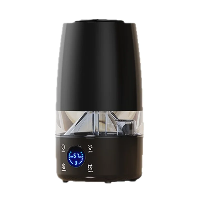 Humidificador De Dormitorio Negro De 4 L, Ultrasilencioso, Apagado Automático Y Luz Nocturna.