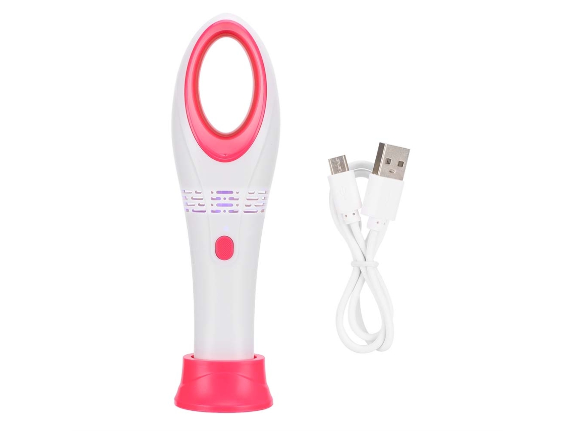 Mini ventilador USB sin aspas para secador de extensiones de pestañas, rojo y blanco.