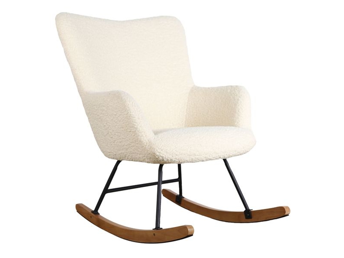Silla Mecedora De Tejido Bouclé Beige Kaira