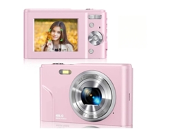 Cámara digital portátil compacta Yizhood de 24 pulgadas y 48 MP con resolución HD, tela rosa