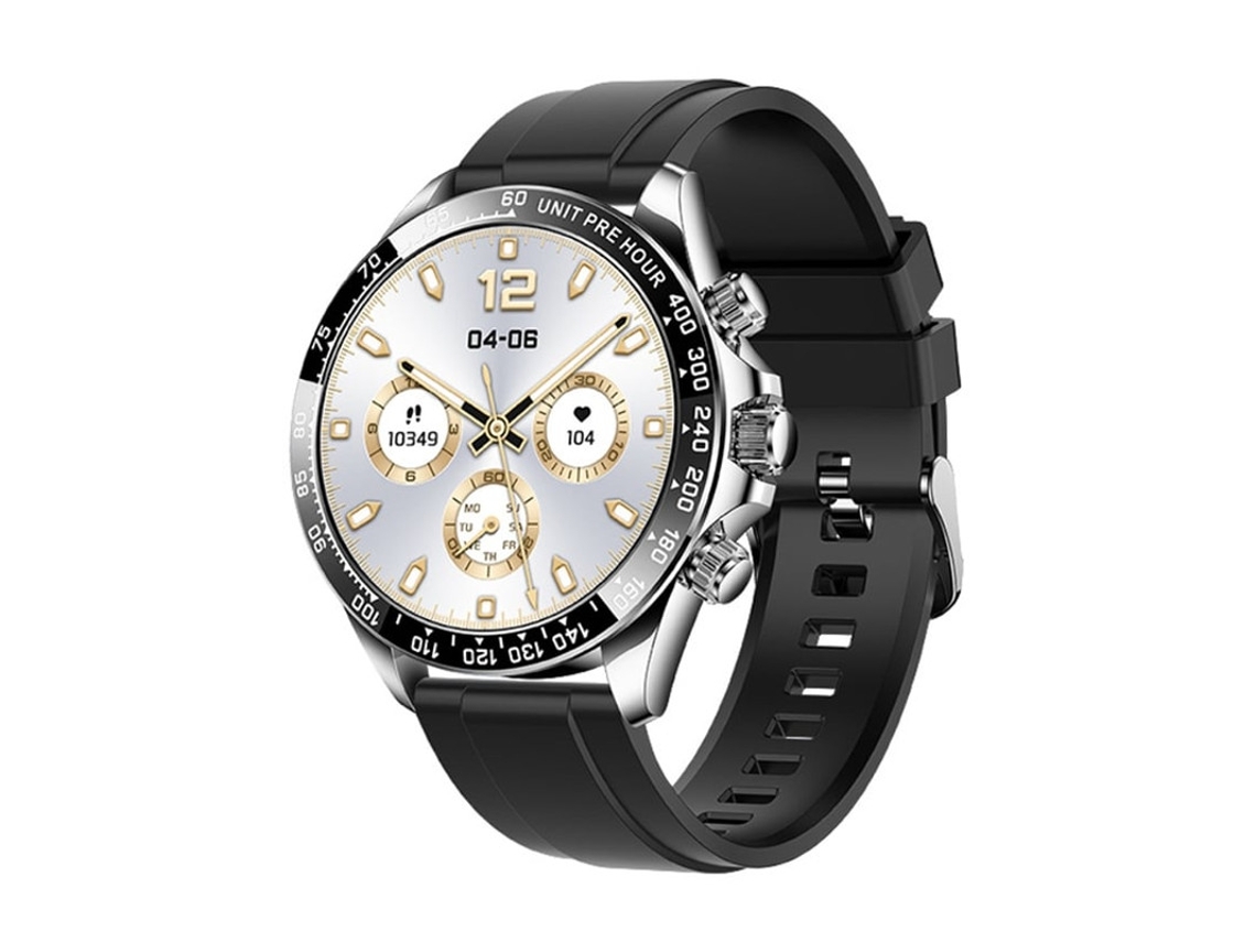 Reloj inteligente con llamadas Bluetooth, botón giratorio, monitor de frecuencia cardíaca y presión arterial, negro, Bestvite