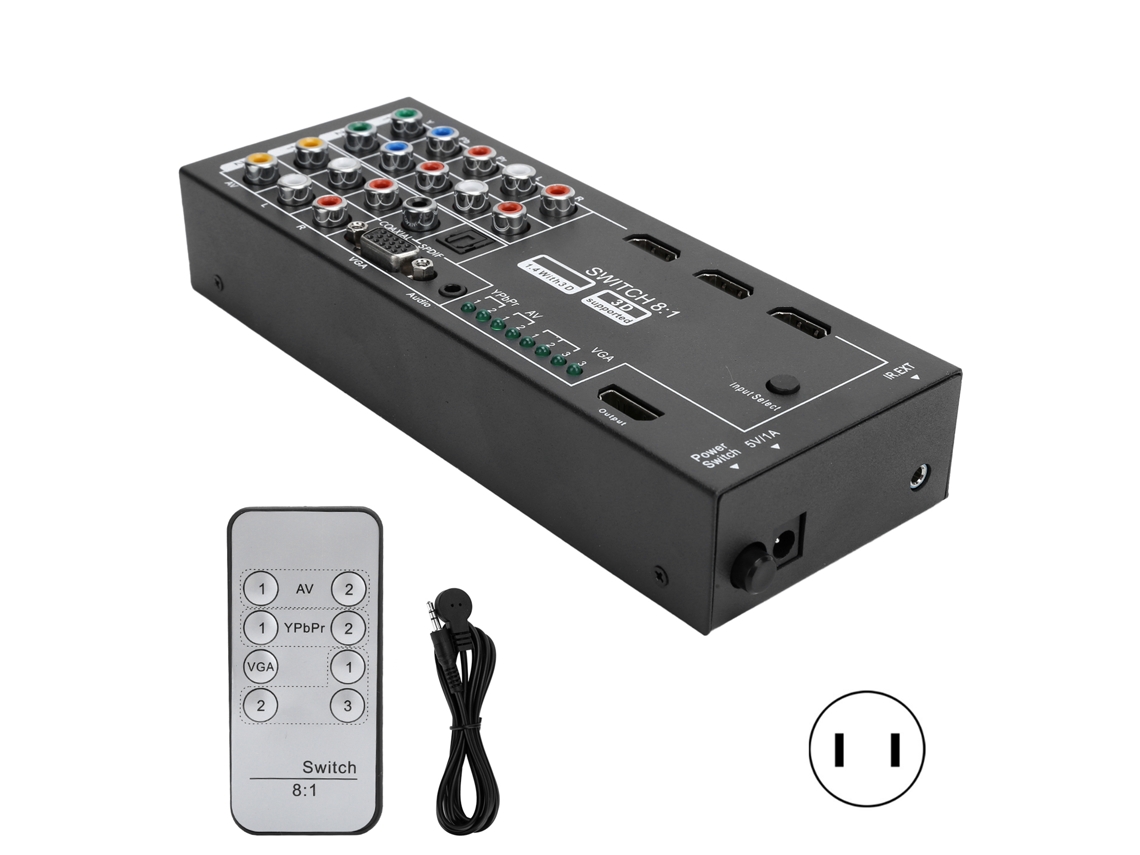 Conmutador HDMI con 8 entradas a 1 salida y extracción de audio multifuncional