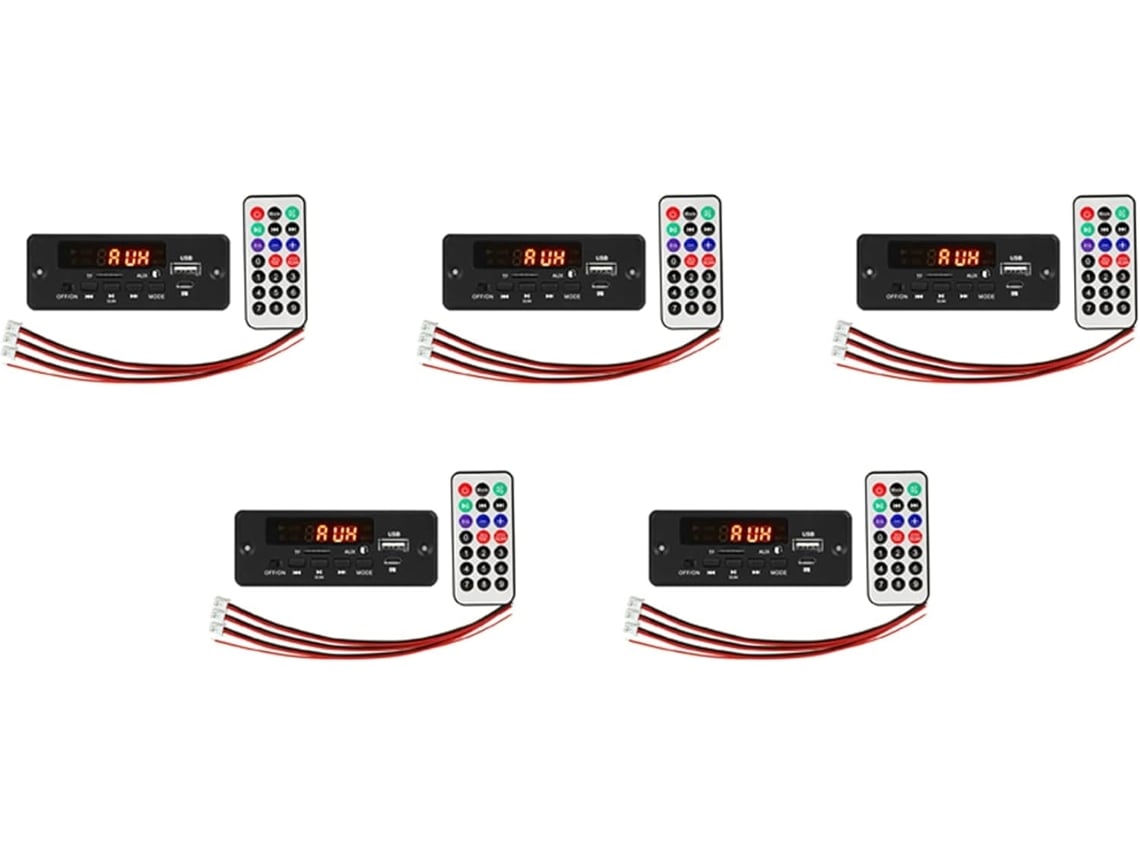 Paquete De 5 Tarjetas Decodificadoras De Reproductor Mp3 Con Amplificador De 2x25w Y 50w, 5v Y 12v.
