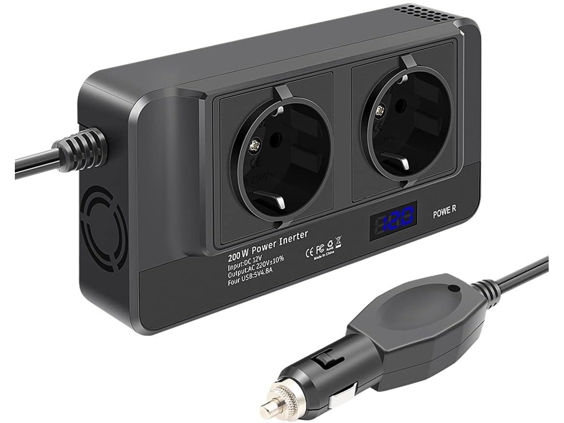 Inversor De 200 W, Convertidor De Voltaje De 12 V A 220 V, Pantalla Lcd, Smart Time 2