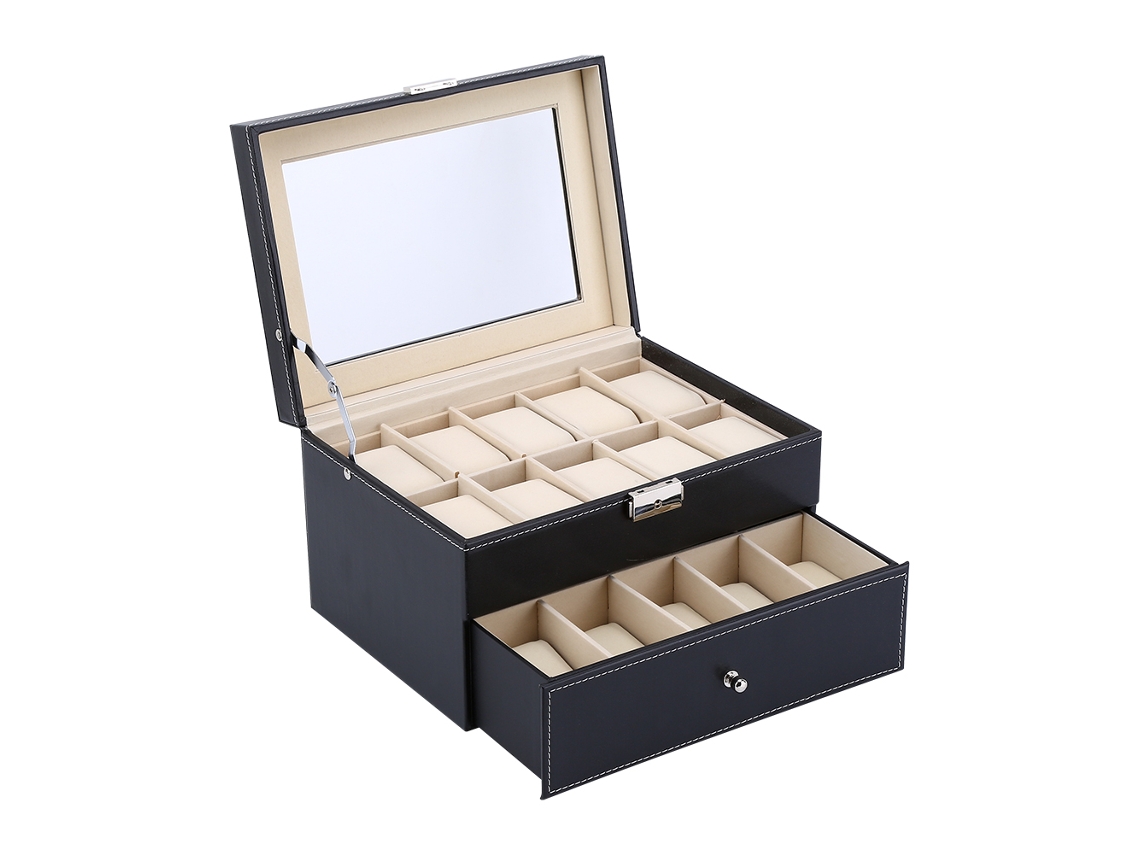 Caja Para Guardar Joyas Con 20 Compartimentos, Cerradura Con Llave, Ideal Para Viajes, Color Negro.